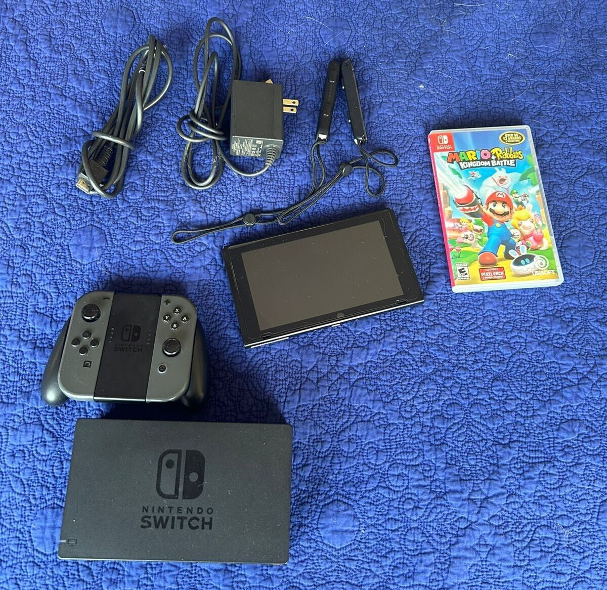 Nintendo Switch Gray Console – 32GB with Matrio & Rabbids game and two joystick