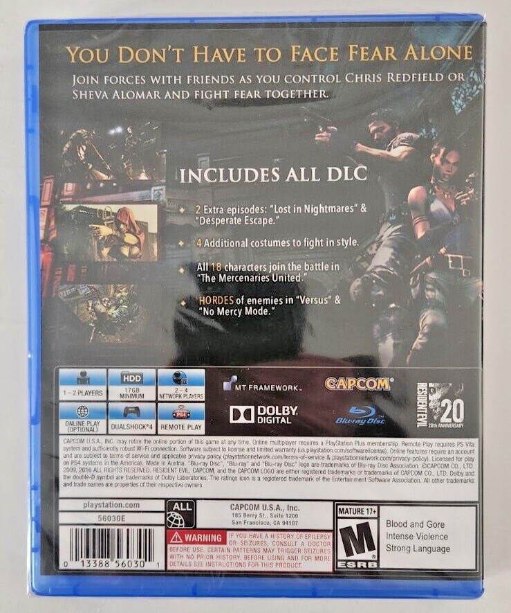 Resident Evil 5 PS4 Brand New Game Special (2016 Survival Horror)