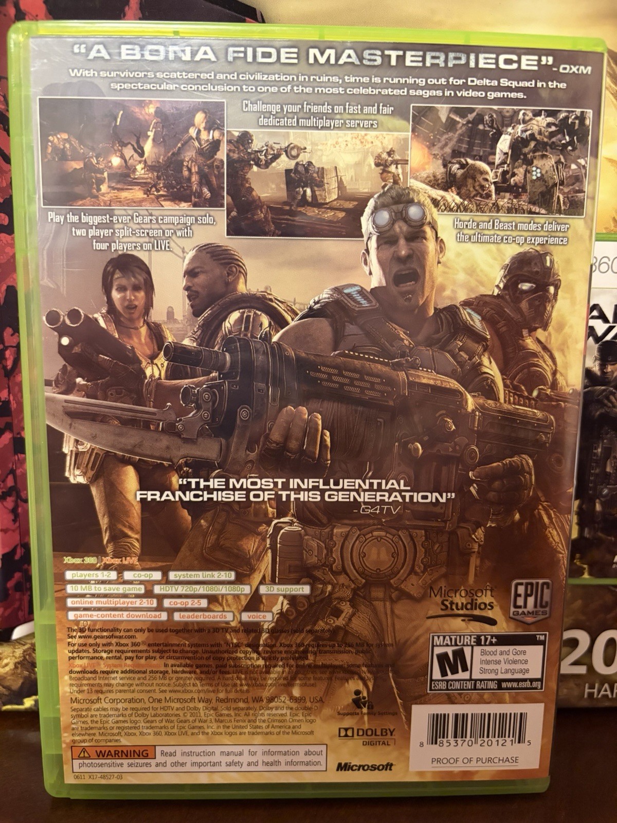 Limited Edition Gears of War 3 320GB Xbox 360 with Box, Game Guide, & Triple PAC